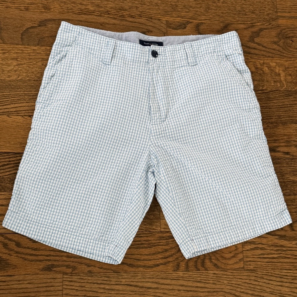 Seersucker Blue Checkered Shorts | Men’s
